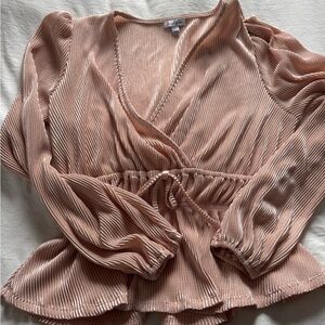 Elegant Blush Pink Pleated Blouse